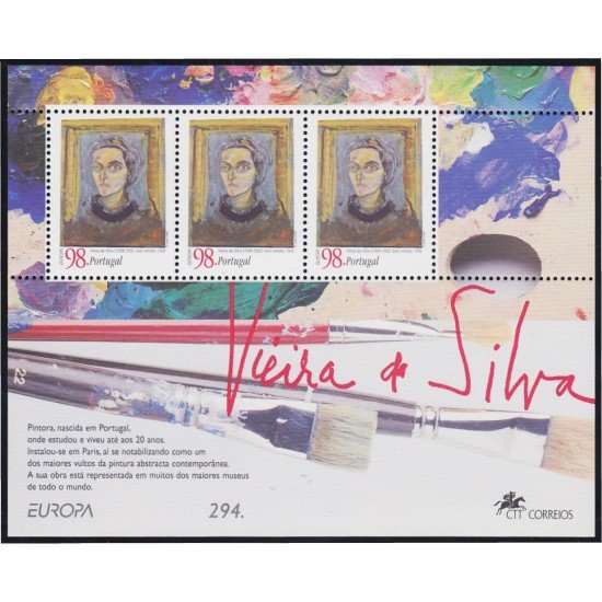 Portugal HB 117 1996 Europa mujeres célebres Vieira Silva MNH Portugal HB 117 1996 Europa mujeres célebres Vieira Silva MNH