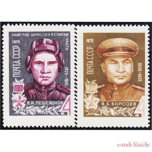 Rusia 3586/87 1970 Héroes de la Unión Soviética MNH