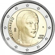 Italia 2019 2 € euros conmemorativos Leonardo Da Vinci 