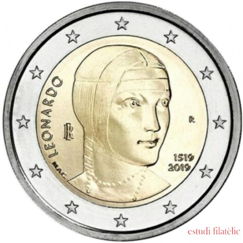 Italia 2019 2 € euros conmemorativos Leonardo Da Vinci 