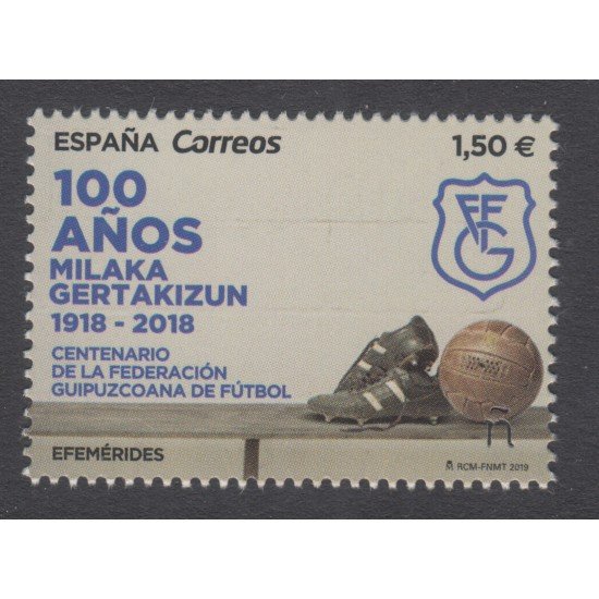 España Spain 5300 2019 Efemérides Cent. Federación Guipuzcoana Fútbol MNH España Spain 5300 2019 Efemérides Cent. Federación Guipuzcoana Fútbol MNH