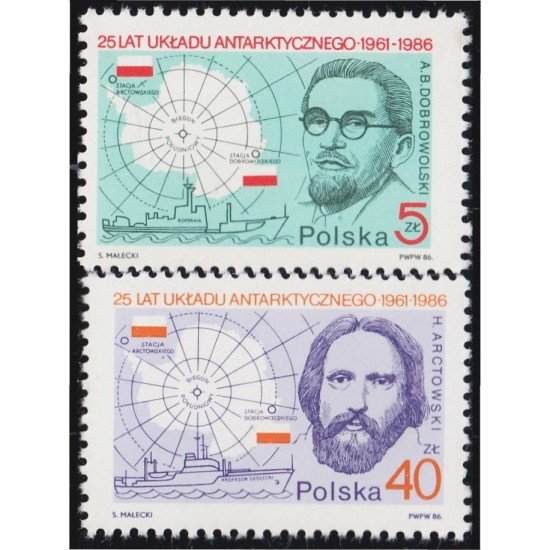 Polonia Poland 2843/44 1986 25 Aniversario del Tratado Antártico MNH Polonia Poland 2843/44 1986 25 Aniversario del Tratado Antártico MNH