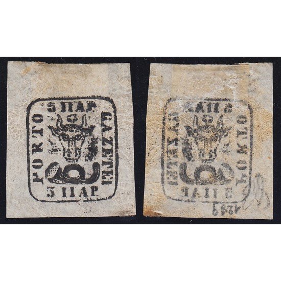 Rumanía Romania 5 1858 Papel de piel azul MH Rumanía Romania 5 1858 Papel de piel azul MH