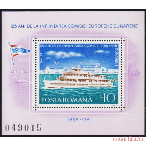 Rumanía HB 147 1981 125 aniversario de la fundación de la Comisión Europea MNH