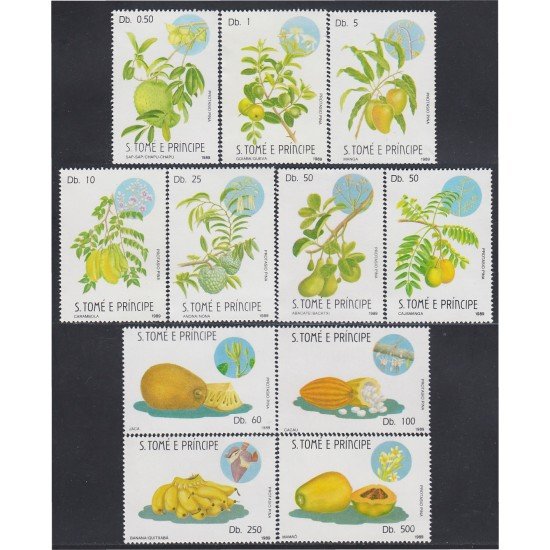 Santo Tomé y Príncipe 932/42 1989 Frutas de Santo Tomé MNH Santo Tomé y Príncipe 932/42 1989 Frutas de Santo Tomé MNH