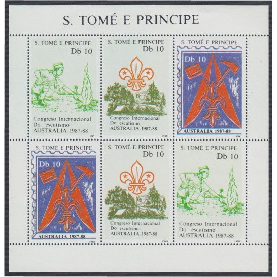 Santo Tomé y Príncipe 929/31 1988 Minihojita Congreso internacional de scoutismo MNH Santo Tomé y Príncipe 929/31 1988 Minihojita Congreso internacional de scoutismo MNH