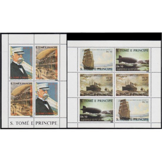 Santo Tomé y Príncipe 915/19 1988 Minihojita Comandante Ferrdinand von Zeppelin MNH Santo Tomé y Príncipe 915/19 1988 Minihojita Comandante Ferrdinand von Zeppelin MNH