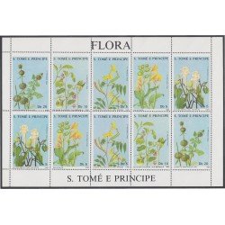 Santo Tomé y Príncipe 904/08 1988 Minihojita Flora Plantas medicinales MNH Santo Tomé y Príncipe 904/08 1988 Minihojita Flora Plantas medicinales MNH