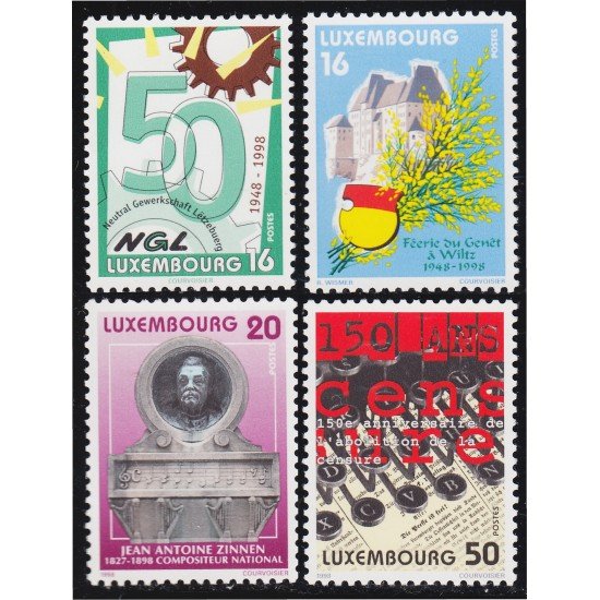 Luxemburgo 1390/93 1998 Aniversarios MNH Luxemburgo 1390/93 1998 Aniversarios MNH