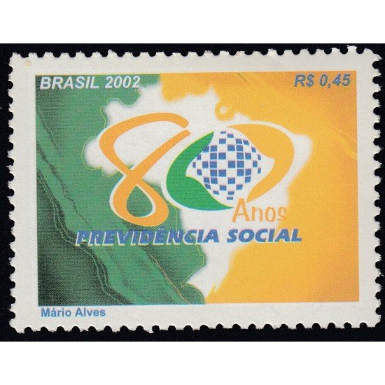 Brasil Brazil 2800 2002 80 Años Previgencia Social MNH