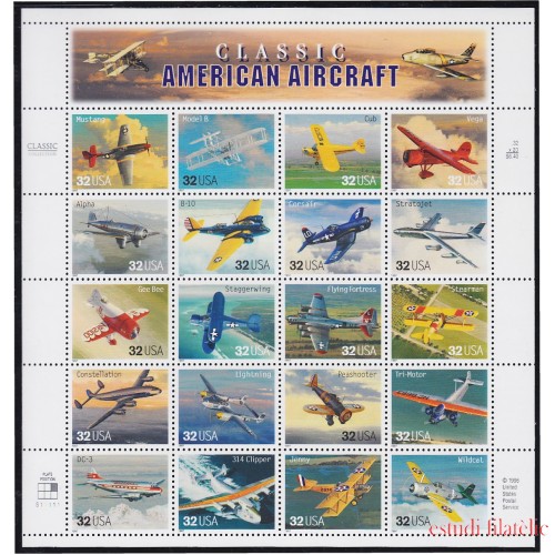 Estados Unidos USA 2610/29 1997 Aviones americanos clásicos MNH