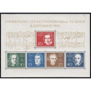 Alemania Federal 188/92a 1959 Inauguración de la Beethoven-Halle MNH