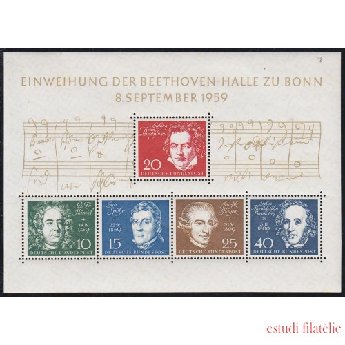 Alemania Federal 188/92a 1959 Inauguración de la Beethoven-Halle MNH