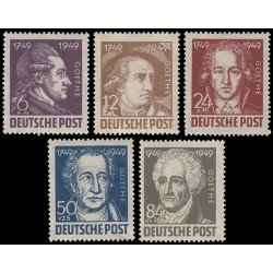 Alemania Oriental 52/56 1949 Emisiones Generales Bicentenario del nacimiento de Goethe MNH Alemania Oriental 52/56 1949 Emisiones Generales Bicentenario del nacimiento de Goethe MNH