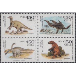Chile 1537/40 2000 Fauna. Dinosaurios MNH
