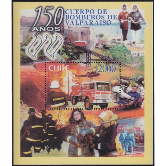 Chile HB 68 2001 150 Años del Cuerpo de Bomberos de Valparaiso MNH