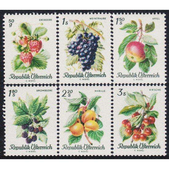 Österreich Austria 1058/63 1966 Frutas MNH Österreich Austria 1058/63 1966 Frutas MNH