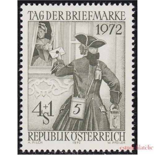 Österreich Austria 1233 1972 Día del sello Mensajero del pequeño post Viena MNH