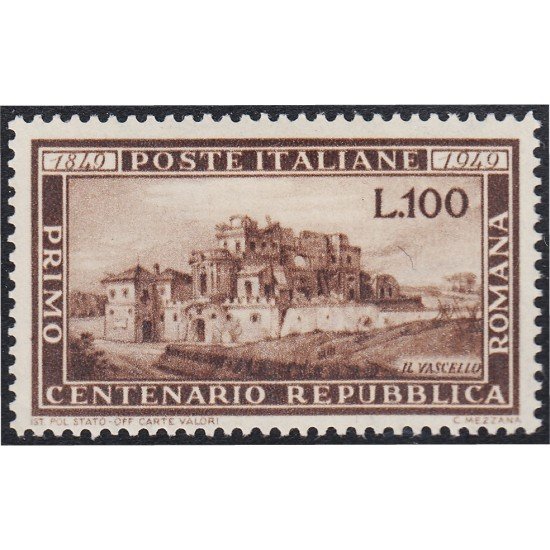 Italia Italy 537 1949 100 Años de la República Romana El vascello MH Italia Italy 537 1949 100 Años de la República Romana El vascello MH