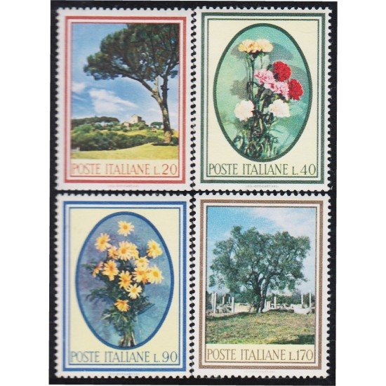 Italia Italy 946/49 1966 Flores y árboles MNH