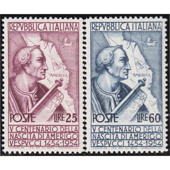Italia Italy 686/87 1954 Amerigo Vespucci MNH Italia Italy 686/87 1954 Amerigo Vespucci MNH