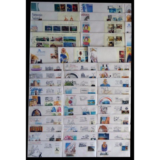 España Año 2004 Completo en Sobres de primer día SPD FDC España Año 2004 Completo en Sobres de primer día SPD FDC