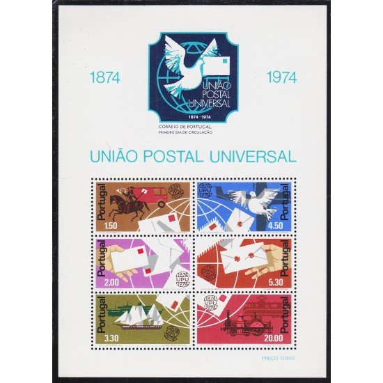 Portugal HB 15 1974 Centenario de la UPU MNH Portugal HB 15 1974 Centenario de la UPU MNH