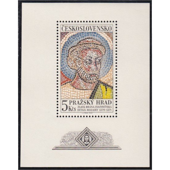 Checoslovaquía HB 34 1968 Mosaico del castillo de Praga MNH Checoslovaquía HB 34 1968 Mosaico del castillo de Praga MNH