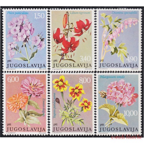 Yugoslavia 1566/71 1977 Flores de Jardín MNH