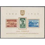 Lituania 2 HB 1939 Conmemoración del regreso de Vilna a Lituania MNH