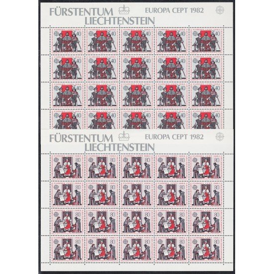 Liechtenstein 732/33 1982 Minihojita Europa hechos históricos MNH Liechtenstein 732/33 1982 Minihojita Europa hechos históricos MNH