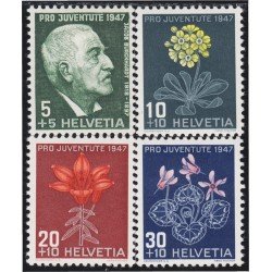 Suiza Switzerland 445/48 1947 Pro juventud J. Burckhardt Flores Flowers MH Suiza Switzerland 445/48 1947 Pro juventud J. Burckhardt Flores Flowers MH