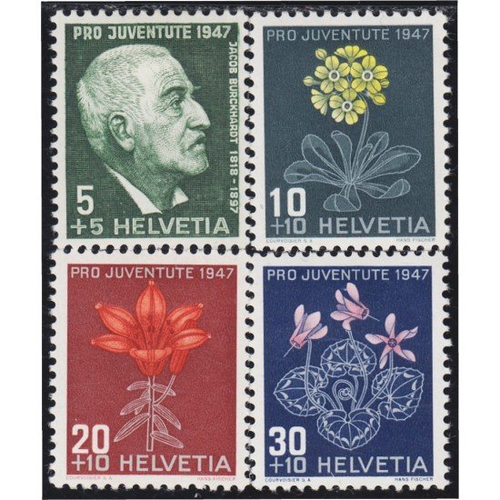 Suiza Switzerland 445/48 1947 Pro juventud J. Burckhardt Flores Flowers MH Suiza Switzerland 445/48 1947 Pro juventud J. Burckhardt Flores Flowers MH