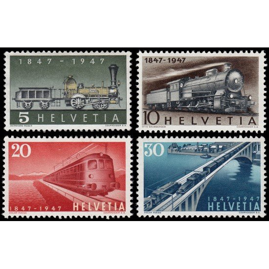 Suiza Switzerland 441/44 1947 Centenario de los ferrocarriles MH Suiza Switzerland 441/44 1947 Centenario de los ferrocarriles MH