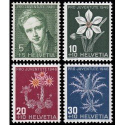 Suiza Switzerland 433/36 1946 Pro juventud Rodolphe Toepffer Flores flowers MNH Suiza Switzerland 433/36 1946 Pro juventud Rodolphe Toepffer Flores flowers MNH
