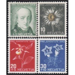 Suiza Switzerland 388/91 1943 Pro juventud M. Fellenberg Flores Flowers MH Suiza Switzerland 388/91 1943 Pro juventud M. Fellenberg Flores Flowers MH