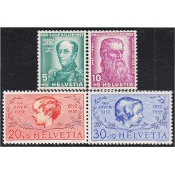 Suiza Switzerland 303/06 1937 Pro juventud Gral H. Dufour Nicolás de Fleu MH Suiza Switzerland 303/06 1937 Pro juventud Gral H. Dufour Nicolás de Fleu MH