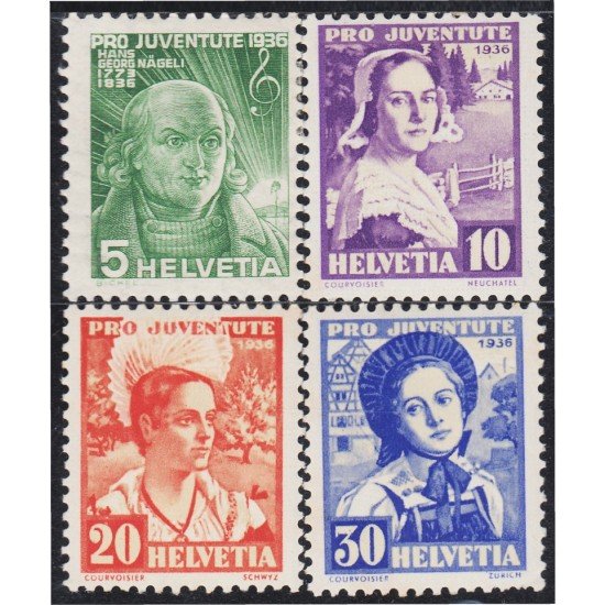 Suiza Switzerland 298/01 1936 Pro juventud H. G. Naegeli MH Suiza Switzerland 298/01 1936 Pro juventud H. G. Naegeli MH