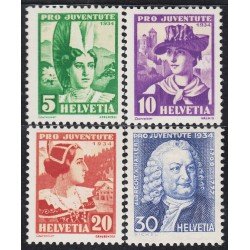 Suiza Switzerland 278/81 1934 Pro juventud Albrecht von Haller MH Suiza Switzerland 278/81 1934 Pro juventud Albrecht von Haller MH