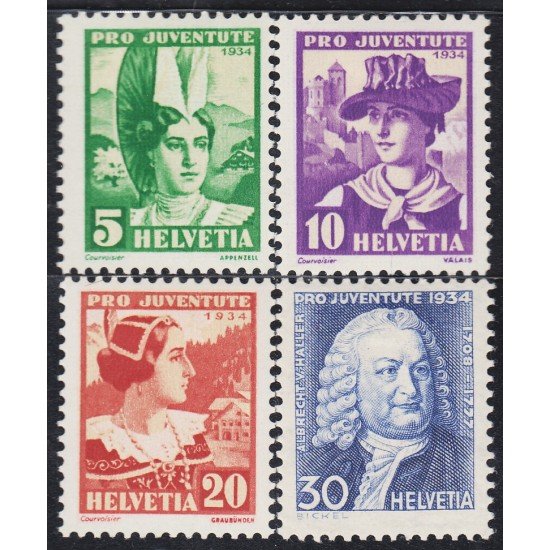 Suiza Switzerland 278/81 1934 Pro juventud Albrecht von Haller MH Suiza Switzerland 278/81 1934 Pro juventud Albrecht von Haller MH