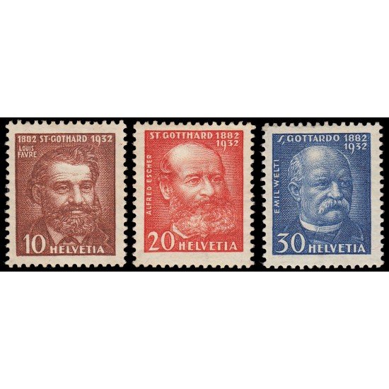 Suiza Switzerland 260/62 1932 Louis Favre Alfred Escher y Emile Welti MH Suiza Switzerland 260/62 1932 Louis Favre Alfred Escher y Emile Welti MH