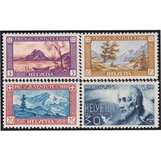 Suiza Switzerland 235/38 1929 Pro juventud Lagos y Montes Nicolás de Fleu MH Suiza Switzerland 235/38 1929 Pro juventud Lagos y Montes Nicolás de Fleu MH