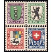 Suiza Switzerland 218/21 1925 Escudo de armas de cantones o Suiza MNH