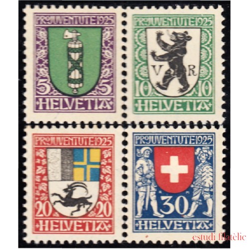 Suiza Switzerland 218/21 1925 Escudo de armas de cantones o Suiza MNH