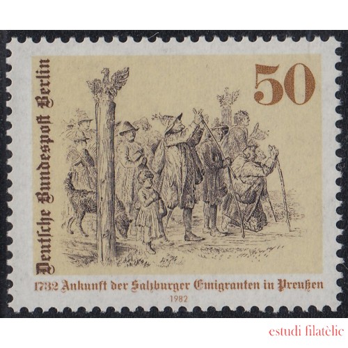 Alemania Berlín 628 1982 150º Aniversario de la llegada de emigrantes a Prusia MNH 