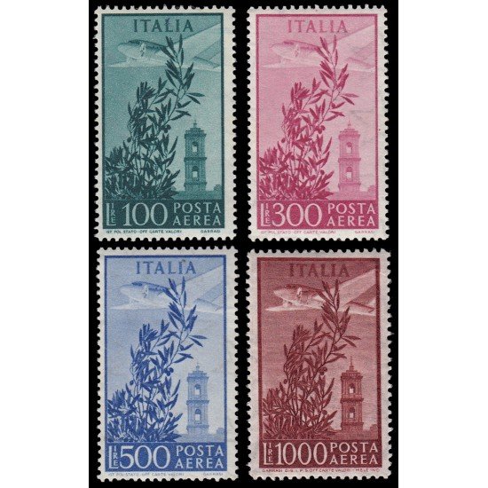Italia Italy Aéreo 136/39 1955/59 Avión volando sobre olivo y campanario MNH Italia Italy Aéreo 136/39 1955/59 Avión volando sobre olivo y campanario MNH