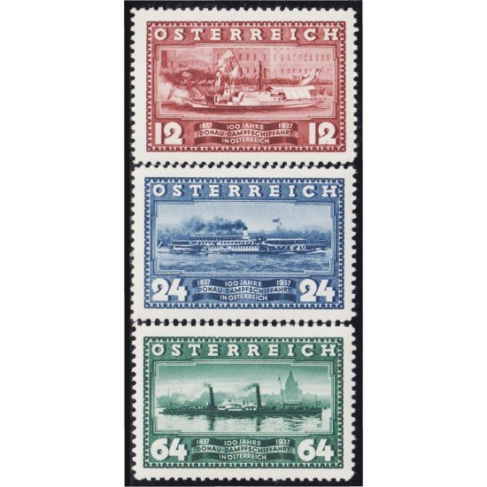 Österreich Austria 496/98 1937 Centenario de la navegación en vapor en el Danubio Barcos MNH Österreich Austria 496/98 1937 Centenario de la navegación en vapor en el Danubio Barcos MNH