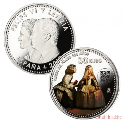 España 2019 30 Euros de plata 30€ del Bicentenario del Prado Velázquez Color 