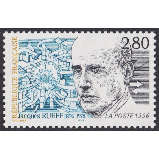 France Francia 2994 1996 Centenario del nacimiento de Jacques Rueff MNH France Francia 2994 1996 Centenario del nacimiento de Jacques Rueff MNH