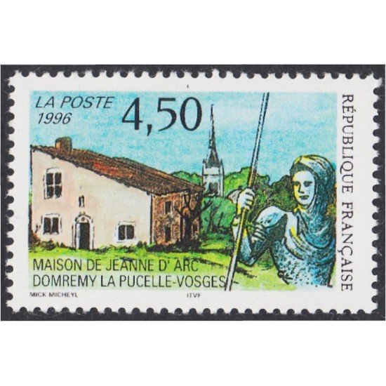France Francia 3002 1996 Casa de Juana de Arco en Domremy La Pucelle MNH France Francia 3002 1996 Casa de Juana de Arco en Domremy La Pucelle MNH